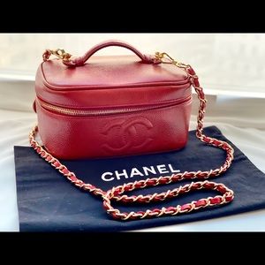 Authentic CHANEL Vintage Red Vanity Case